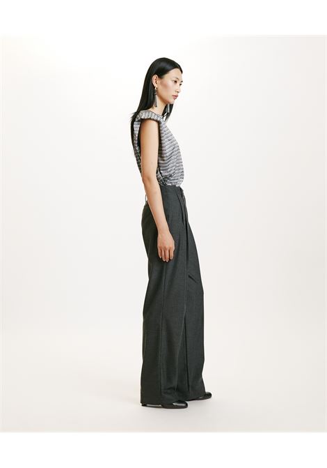 Sorai pants in chevron viscose wool stratch - charcoal gray MOMONI |  | MOPA0490932