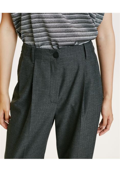 Sorai pants in chevron viscose wool stratch - charcoal gray MOMONI |  | MOPA0490932