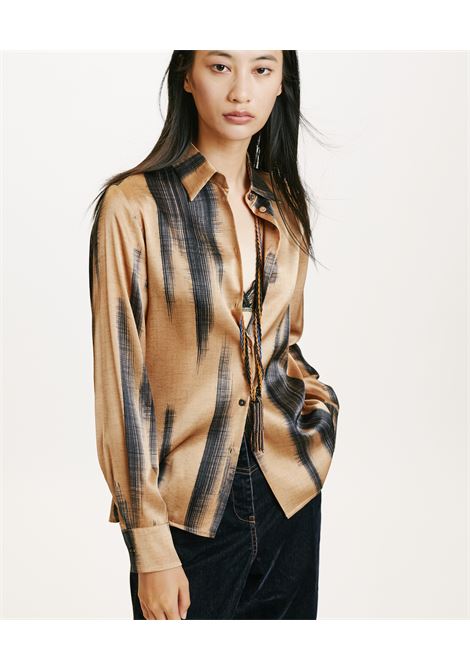 Printed stretch satin shirt with revere collar MOMONI |  | MOSH0032085