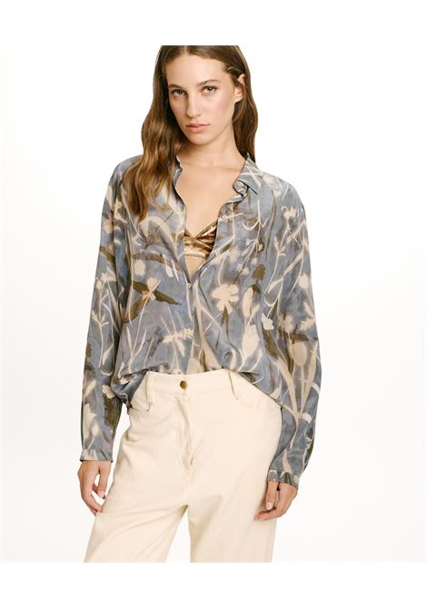 Printed Meudon  silk crêpe de chine shirt with cuffed sleeves MOMONI |  | MOSH0048116