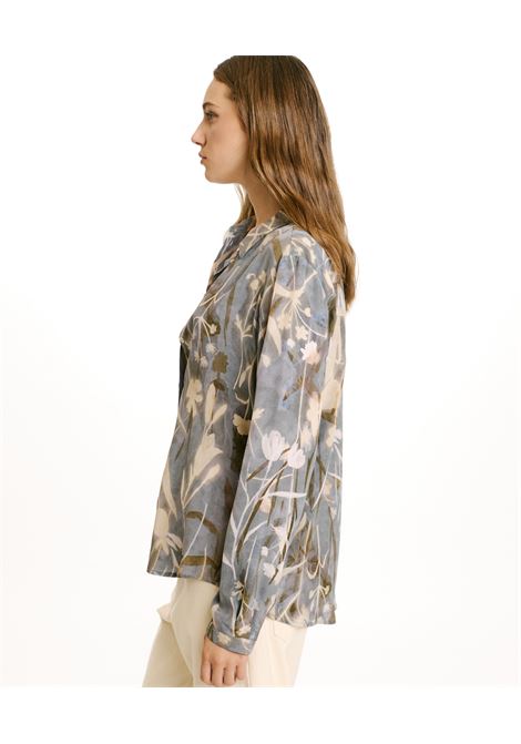 Printed Meudon  silk crêpe de chine shirt with cuffed sleeves MOMONI |  | MOSH0048116