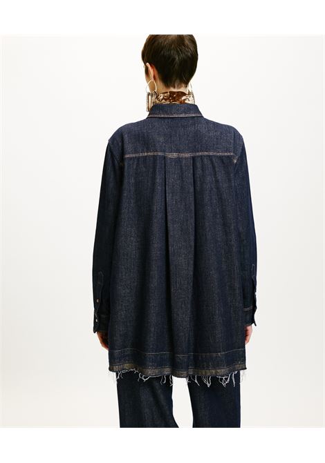 Light denim shirt with lamination and snap buttons MOMONI |  | MOSH0078902