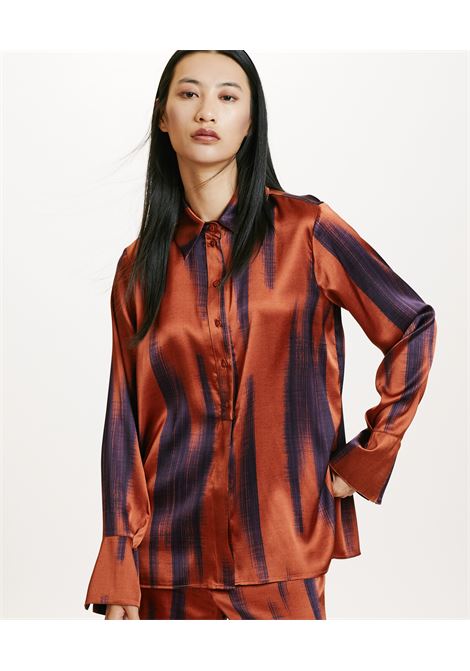 Oversized Hakinari stretch satin shirt with side slits MOMONI |  | MOSH0114285