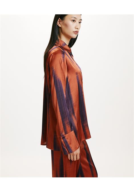 Oversized Hakinari stretch satin shirt with side slits MOMONI |  | MOSH0114285