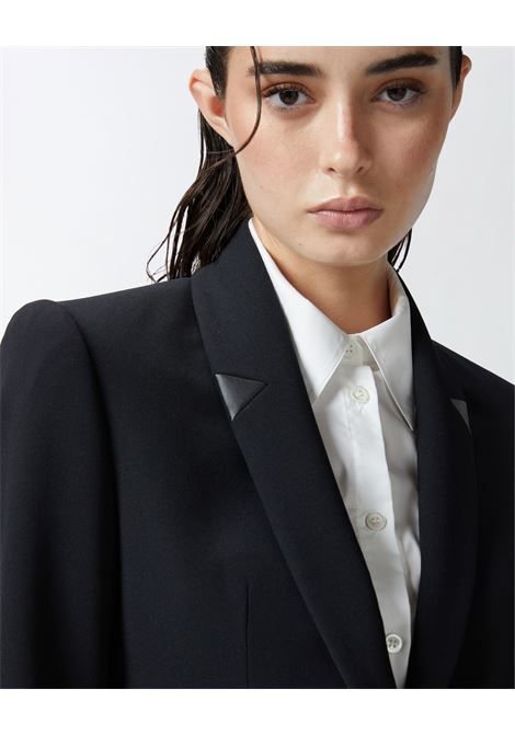 Blazer nero monopetto in twill di lana PINKO | Giacche | 103694-A1XXZ99