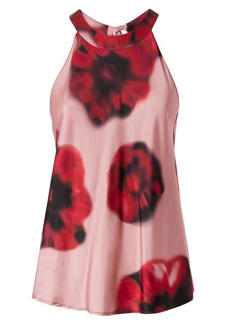 Sleeveless Satin Top with Flower Print PINKO |  | 103874-A23PNR1