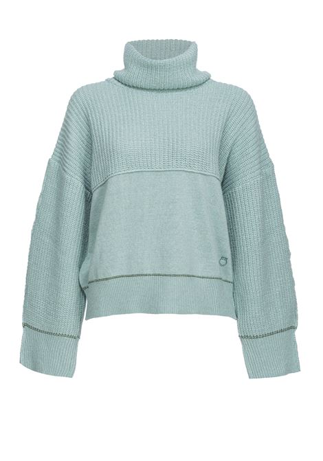 Boxy Sweater in Wool Cashmere Blend with High Neck and Embroidery PINKO |  | 104056-A1A7U43