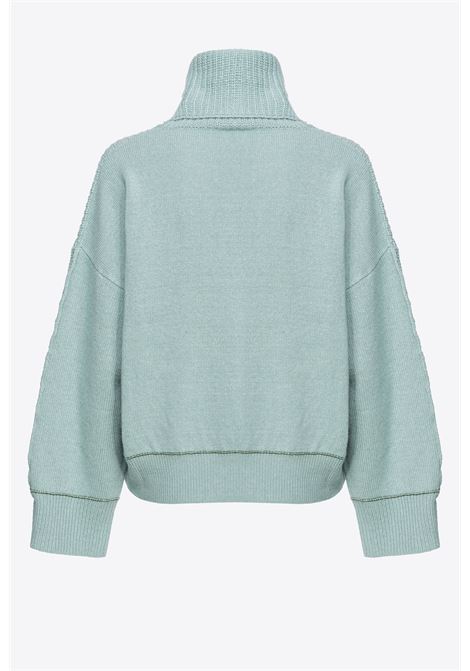 Boxy Sweater in Wool Cashmere Blend with High Neck and Embroidery PINKO |  | 104056-A1A7U43