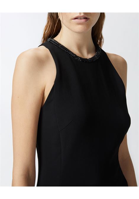 Black sheath dress with rhinestone neckline PINKO |  | 104093-A23VZ99