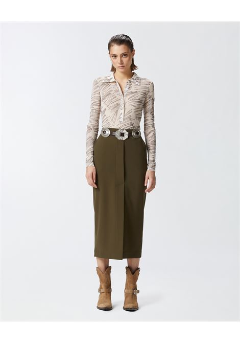 Utility Long Skirt in Stretch Technical Viscose with Front Slit PINKO |  | 104190-A18E/X93X93