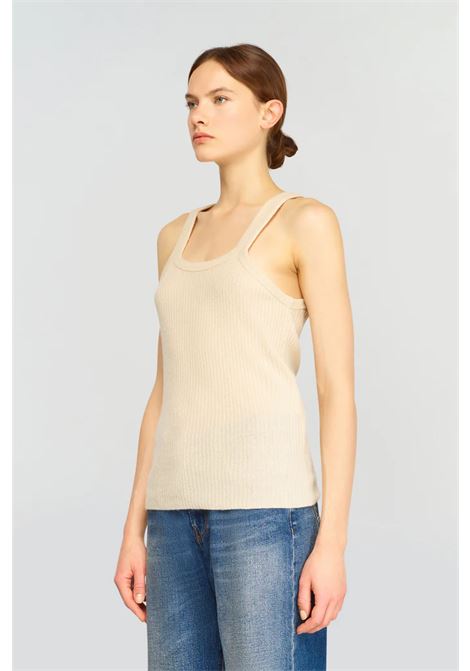 Ribbed Tank Top in Cashmere Blend SEMICOUTURE |  | Y4WD08A29-0