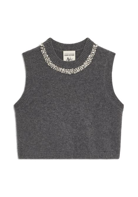 Cashmere Blend Vest with Rhinestone Detailing SEMICOUTURE |  | Y4WD25Y49-0