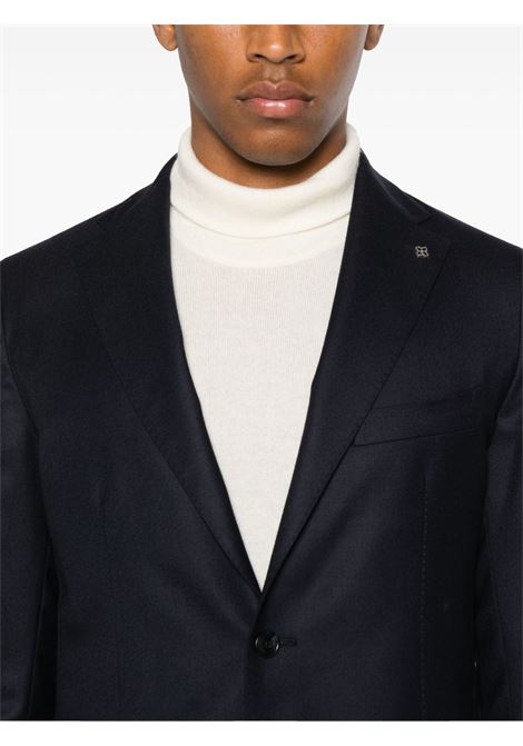 Navy Blue Virgin Wool Single-breasted Suit with Pin TAGLIATORE |  | 2SMC22K01080005PER011B5044