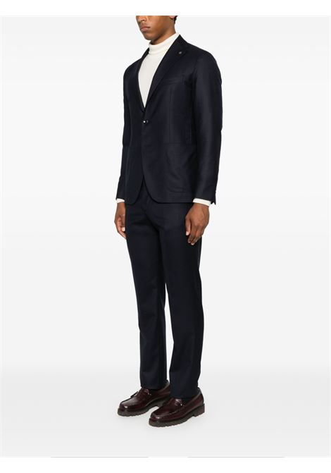 Navy Blue Virgin Wool Single-breasted Suit with Pin TAGLIATORE |  | 2SMC22K01080005PER011B5044