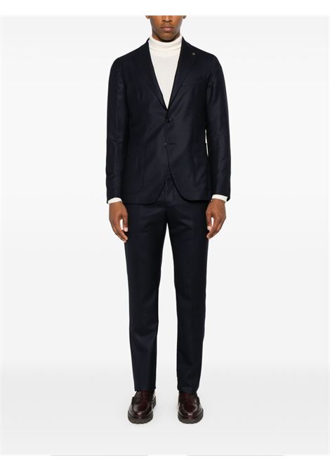 Navy Blue Virgin Wool Single-breasted Suit with Pin TAGLIATORE |  | 2SMC22K01080005PER011B5044