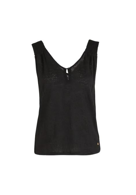 Canotta HANIA - Scollo a V in lino nero Des Petits Hauts | Top & T-shirt | 1E23021309000