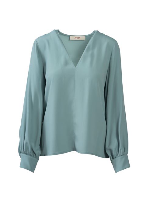 Blusa Jucca a maniche lunghe in acetato e seta con scollo a V colore opale JUCCA | Bluse | 3952006/071212