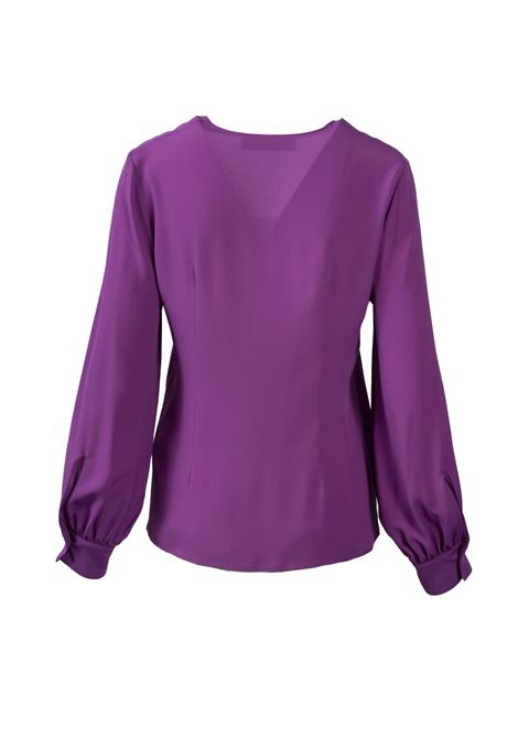 Blusa Jucca a maniche lunghe in acetato e seta con scollo a V colore bouganville JUCCA | Bluse | 3952006/071795