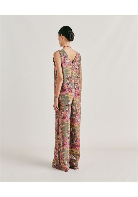 Matilde long jumpsuit in crepe de chine - multicolor olive MOMONI |  | MOJP0017420