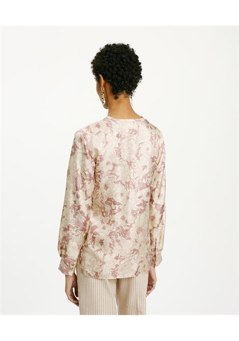 Torret Blouse in Printed Silk Twill - Pink/Beige MOMONI |  | MOBL0054065