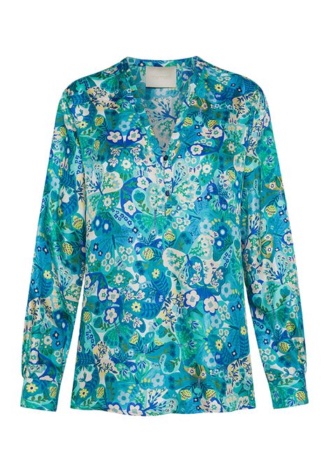 Torret Blouse in Printed Silk Twill - Multicolor Bluette MOMONI |  | MOBL0058260