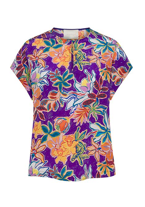 Blusa Cayenne in Crepe de Chine Stampato - Multicolor Viola MOMONI | Bluse | MOBL0074166