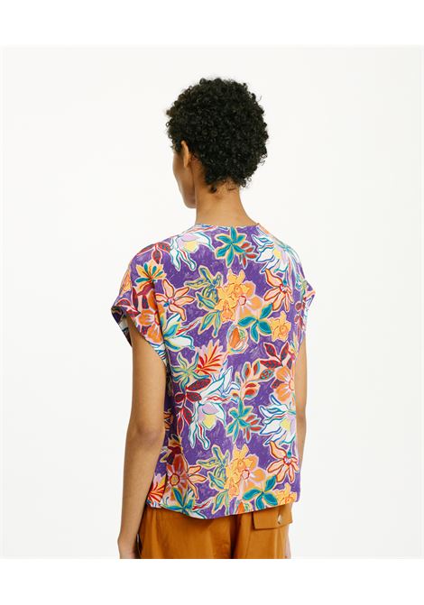 Cayenne Blouse in Printed Crepe de Chine - Multicolor Purple MOMONI |  | MOBL0074166