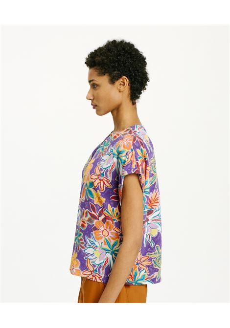 Cayenne Blouse in Printed Crepe de Chine - Multicolor Purple MOMONI |  | MOBL0074166