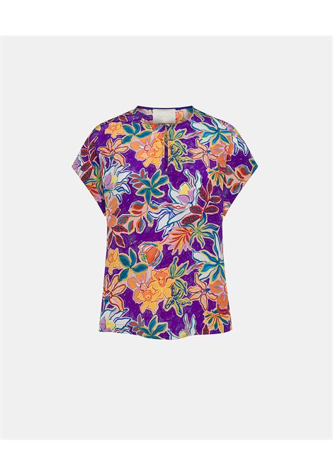 Cayenne Blouse in Printed Crepe de Chine - Multicolor Purple MOMONI |  | MOBL0074166