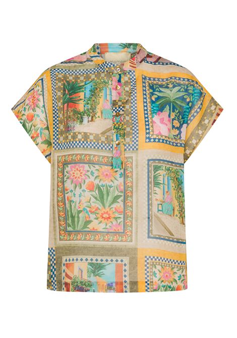 Momoni - Printed cotton voile paso blouse - multicolor green MOMONI |  | MOBL007MO317008