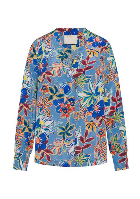 Aima Blouse in Printed Crepe de Chine - Light Blue Multicolor MOMONI |  | MOBL0088016