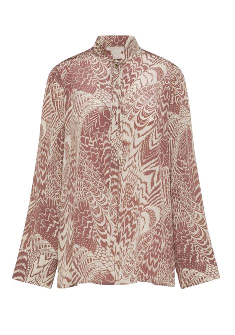 Bacaba Blouse in Printed Crepe de Chine Silk - Cream/Must MOMONI |  | MOBL0091232