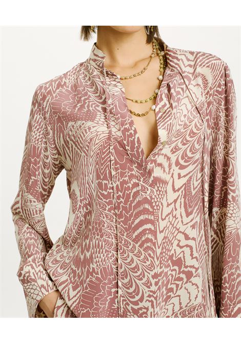 Bacaba Blouse in Printed Crepe de Chine Silk - Cream/Must MOMONI |  | MOBL0091232