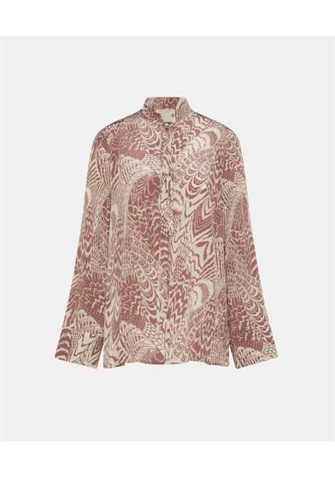 Bacaba Blouse in Printed Crepe de Chine Silk - Cream/Must MOMONI |  | MOBL0091232