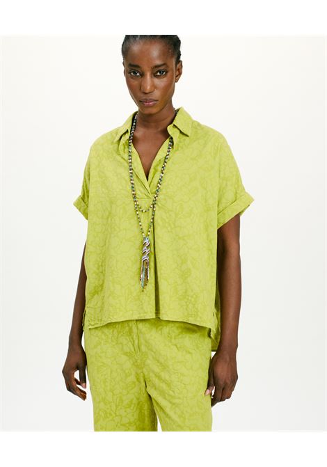 Momoni - Carolina blouse in textured poplin - lime MOMONI |  | MOBL009MO340230