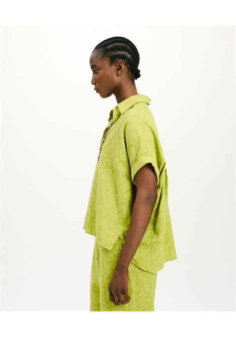 Momoni - Carolina blouse in textured poplin - lime MOMONI |  | MOBL009MO340230