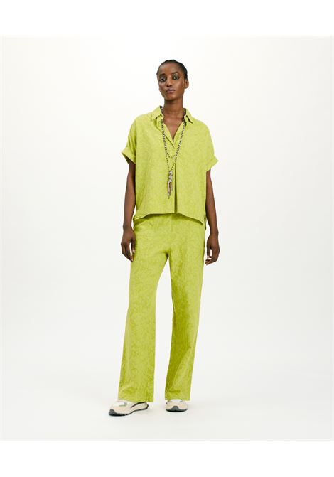 Momoni - Carolina blouse in textured poplin - lime MOMONI |  | MOBL009MO340230