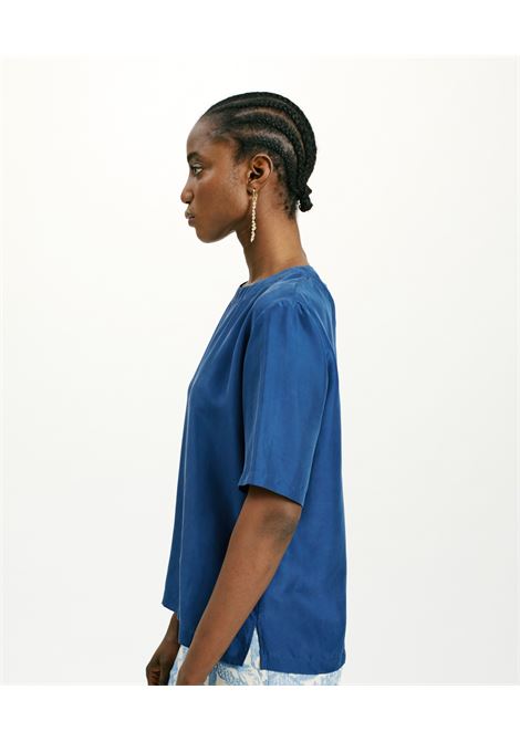 Blusa amaru in habutai unito - blu MOMONI | Bluse | MOBL010MO020890