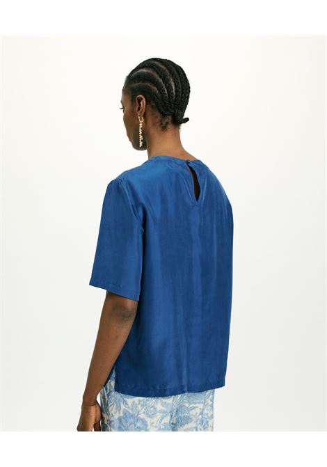 Blusa amaru in habutai unito - blu MOMONI | Bluse | MOBL010MO020890