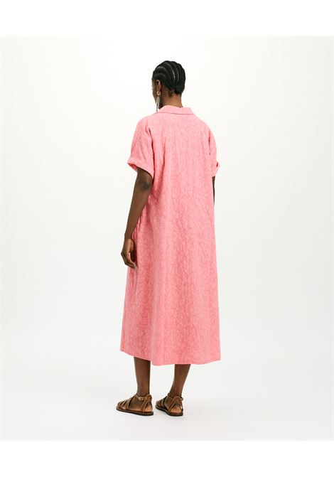 Caligo dress in textured poplin - coral MOMONI |  | MODR016MO340411