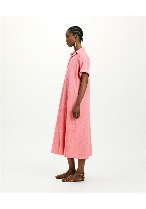 Caligo dress in textured poplin - coral MOMONI |  | MODR016MO340411