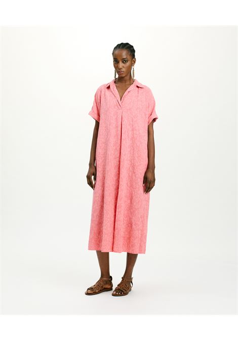 Caligo dress in textured poplin - coral MOMONI |  | MODR016MO340411