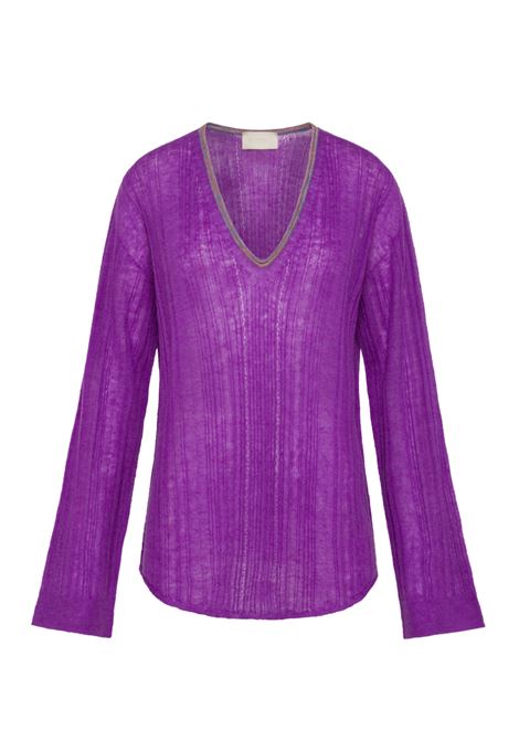 Maglia Banal Alpaca Mohair Operato - Viola MOMONI | Maglieria | MOKN0160465