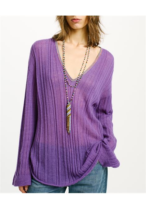 Maglia Banal Alpaca Mohair Operato - Viola MOMONI | Maglieria | MOKN0160465