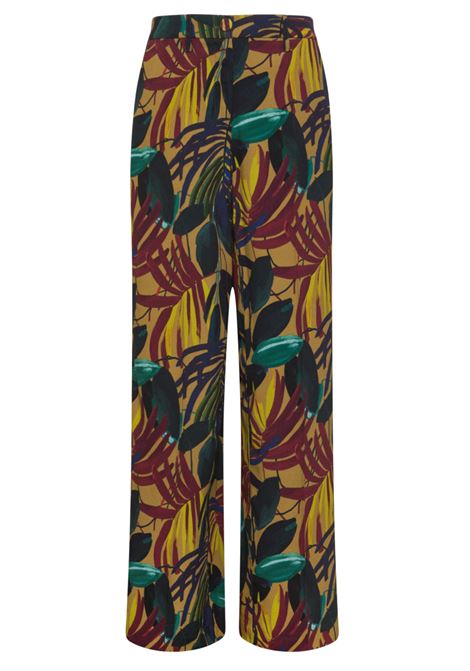 Pantaloni Pacu in Crepe di Viscosa Stampata - Olio Multicolor MOMONI | Pantaloni | MOPA0267774