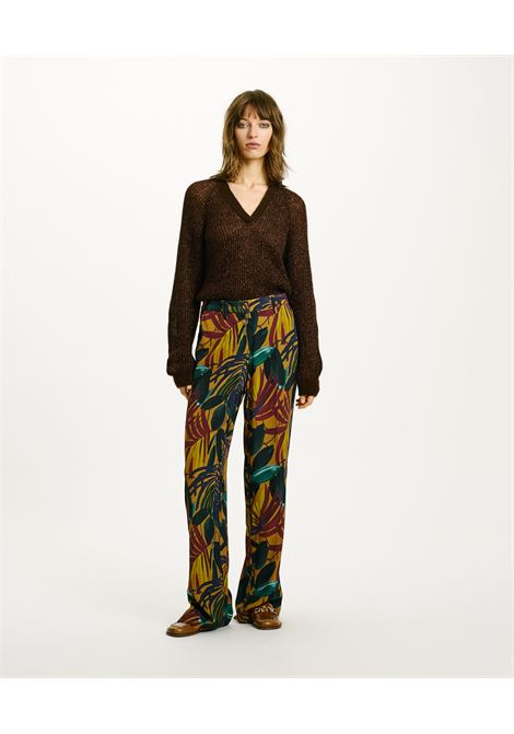 Pantaloni Pacu in Crepe di Viscosa Stampata - Olio Multicolor MOMONI | Pantaloni | MOPA0267774