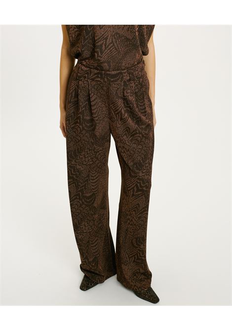 Pantaloni Lanzarote Bis in Jersey Lurex Jacquard - Cioccolato/Rame MOMONI | Pantaloni | MOPA0296022