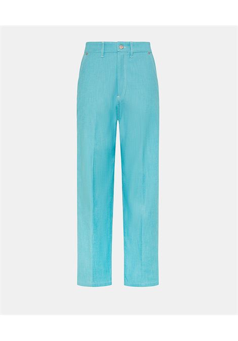 Pantaloni Fucsia Bis in Color Denim Stretch - Turchese MOMONI | Pantaloni | MOPA0360851