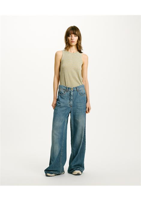 Pantaloni Aoki in Denim Stone Washed 8 Oz - Blu Jeans MOMONI | Pantaloni | MOPA0380871