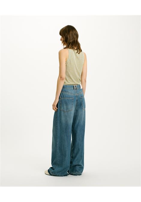 Pantaloni Aoki in Denim Stone Washed 8 Oz - Blu Jeans MOMONI | Pantaloni | MOPA0380871